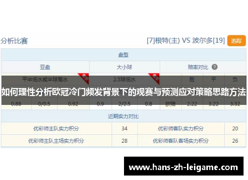 如何理性分析欧冠冷门频发背景下的观赛与预测应对策略思路方法 如何理性分析欧冠冷门频发背景下的观赛与预测应对策略思路方法